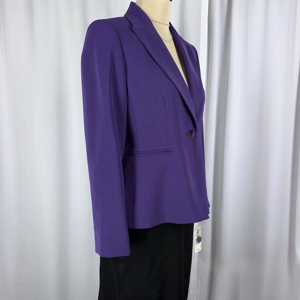 NWT Kasper Petite Blazer Jacket Sz 4P Deep Purple One Button Business Casual - Picture 4 of 12